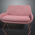 Pink Modern Sofa With Soft Velvet Upholstery And Rose Gold Metal Legs
