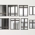 Chinese style window combination casement window door floor window plastic steel window glass partition door and window balcony door and window broken bridge aluminum window 3d model