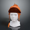 Woman With Orange Braided Hairstyle Wearing Brown Headband Tied At Back With Decorative Ends