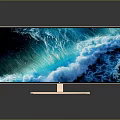 With display computer display LCD monitor computer monitor fish screen curved screen 4 screens 3d model