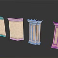 Classical Stone Columns With Various Architectural Styles And Detailed Capital Designs 3d model