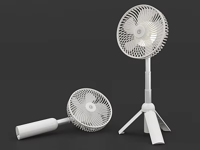 Daily Use Electrical Fans Featuring Handheld And Standing Models With Sleek White Design 3d model