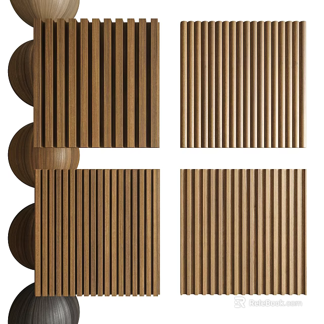 Modern Wooden Wall Design With Vertical Slats And Natural Wood Texture 3d model 