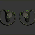 Pair Of PC Ring Accessories With Green LED Light And Rock Texture Design