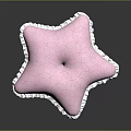 Pink Star Shaped Decorative Pillow With Ruffled Edges And Patterned Surface 3d model