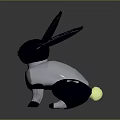 Game Movie Character Rabbit With Black Ears Silver Body Green Eyes Mechanical Design