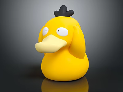 Yellow Duck Shaped Kids Furniture Stool With Black Top And White Eyes 3d model