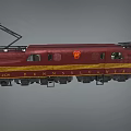 Maroon And Yellow Striped Electric Train Featuring Pantograph And Number 4023