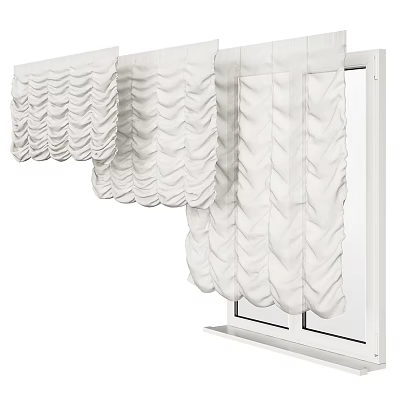 Elegant White Roman Curtain with Pleated Design for Home Window Decoration 3d model