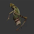 Mythical Character And Fantasy Creature With Green Yellow Appearance Slender Limbs And Decorative Elements