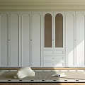 Stylish White Modern Wardrobe with Rattan Grid Panel and Drawers Interior Design