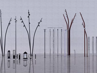 Modern Outdoor Lights With Multiple Stylish Shapes And Decorative Design Elements 3d model