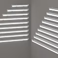 White Slim LED Wall Lights Mounted on Gray Wall with Wooden Desk Interior