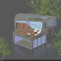 Modern Container Building With Terrace Chairs Free Wi-Fi And Green Trees