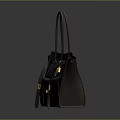 Stylish Black Leather Handbag With Golden Hardware And Keychain Accessory