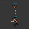 3D Cartoon Police Character With Various Expressions Different Poses And Multiple Head Body Parts 3d model