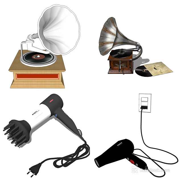Vintage Headphone Speaker Gramophone Audio Equipment with Classic Design for Music Lovers 3d model 