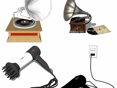 Vintage Headphone Speaker Gramophone Audio Equipment with Classic Design for Music Lovers 3d model