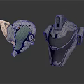 Futuristic Sci Fi Helmets With Metallic Silver And Black Armor Design Components 3d model