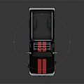 Classic Black Pickup Truck Featuring Red Stripes And Roof Lights With Off Road Tires