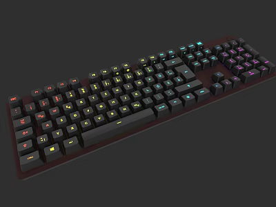 Colorful RGB Backlit Mechanical Gaming Keyboard With LED Lights And Full Size Layout 3d model