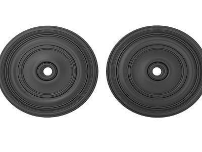 Two Black Circular Ornamental Carved Decorative Plates with Intricate Patterns 3d model