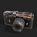 Vintage Digital Camera With Classic Metal Body Wireframe Lens Design And Control Dials