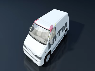 White Cargo Van with Pink Accents Exterior Design and Smooth Body Lines 3d model