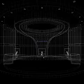 Modern Circular Reception Desk With White Black Marble Surfaces Plants And Lighting