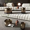 Elegant Modern Coffee Table With Glass Top Metal Base Small Plant And White Sofa