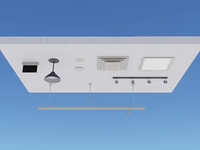 Ceiling Pendant Decor With Pendant Light Long Bar Vent And Recessed Lights 3d model