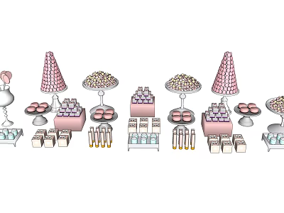 Modern Food Wedding Dessert Cake Gift Box 3d model