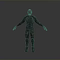 Game Movie Character In Dark Combat Armor With Glowing Helmet Standing Pose