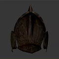 Ancient Leather War Helmet With Striped Patterns As Historical Weapon Artifact