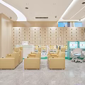 Hospital Outpatient Clinic Interior With Comfortable Chairs Lockers And Examination Stations