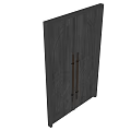 Elegant Dark Double Doors with Decorative Patterns and Golden Handles 3d model
