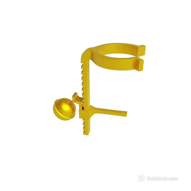 Golden Adjustable Clip Tool With Ring Grip Serrated Handle And Knob 3d model