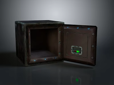 Vintage Open Metal Safe With Electronic Lock And Green Light 3d model