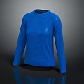 Blue Long Sleeve Knitted Top With Round Neck Casual Stylish Design