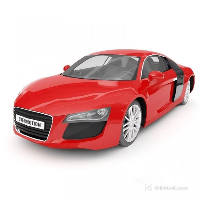 Red Audi Sports Car Exterior Design With Sleek Body And Alloy Wheels 3d model 