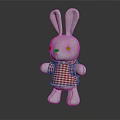 White Rabbit Plush Doll With Long Ears Red Eyes And Red Checkered Shirt