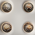 New Chinese-style Lotus Wall Decorations Pendant Round Lotus Mural 3d model