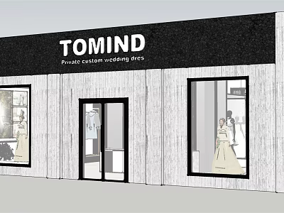 TOMIND Private Custom Wedding Dress Storefront With Bridal Gown Displays And Windows 3d model