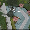 Residential Landscape Design With Curved Water Features Lush Trees And Illuminated Walkways