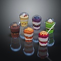 Modern Ice Cream Hot Milk Tea 3d model