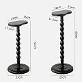 Black Classic Side Table With Round Top And Beaded Column Base 3d model