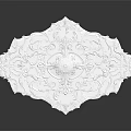 White Ornate Decorative Medallion With Intricate Scroll Patterns And Central Rosette Design 3d model
