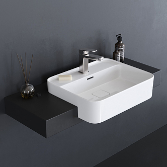 Modern wash basin black and white simple wash basin countertop 3d model