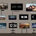 Various Size Televisions With Wall And Stand Mounts Showing Scenery And Time