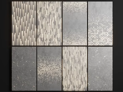 Contemporary Background Wall Featuring Multiple Textured Panels In Gray Ivory And Metallic Finishes 3d model